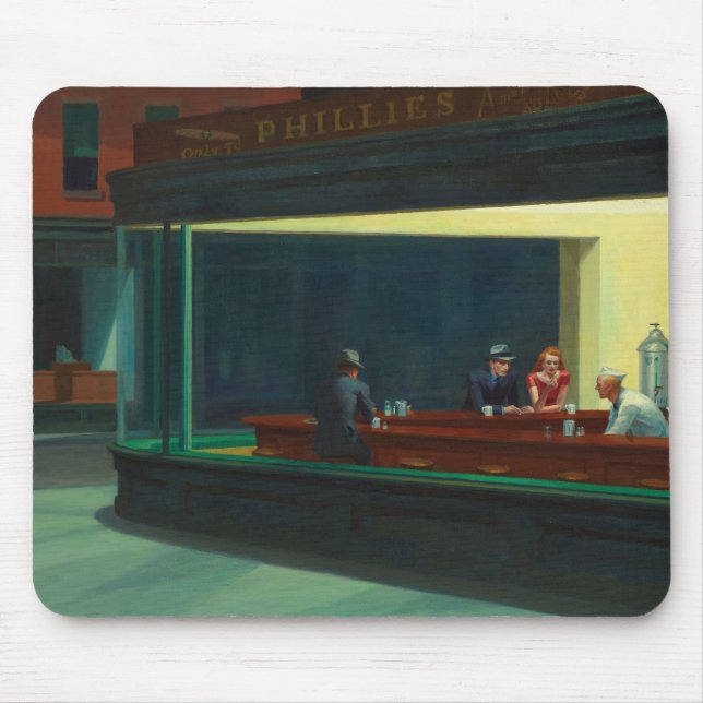 Nighthawks-målning av Edward Hopper  Musmatta (Framsidan)