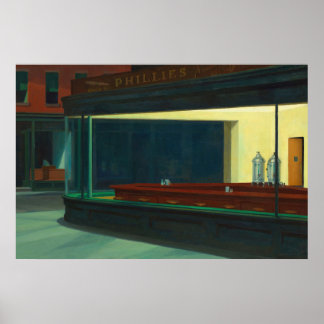 Nighthawks - Tom middag - Edward Hopper - Poster