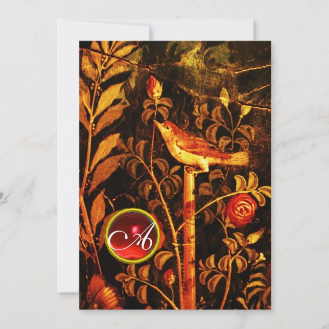 NIGHTINGALE MED RO MONOGRAM, Red Black Gult Inbjudningar (Framsida)