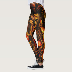 NIGHTINGALE,RO Red Gult Löv Black Blommigt Leggings