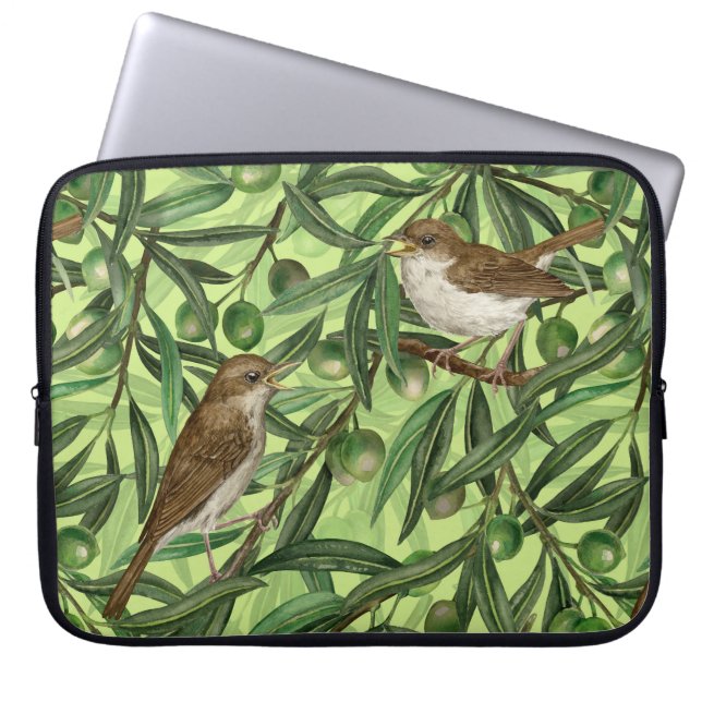 Nightingales i träd 2 laptop fodral (Framsidan)