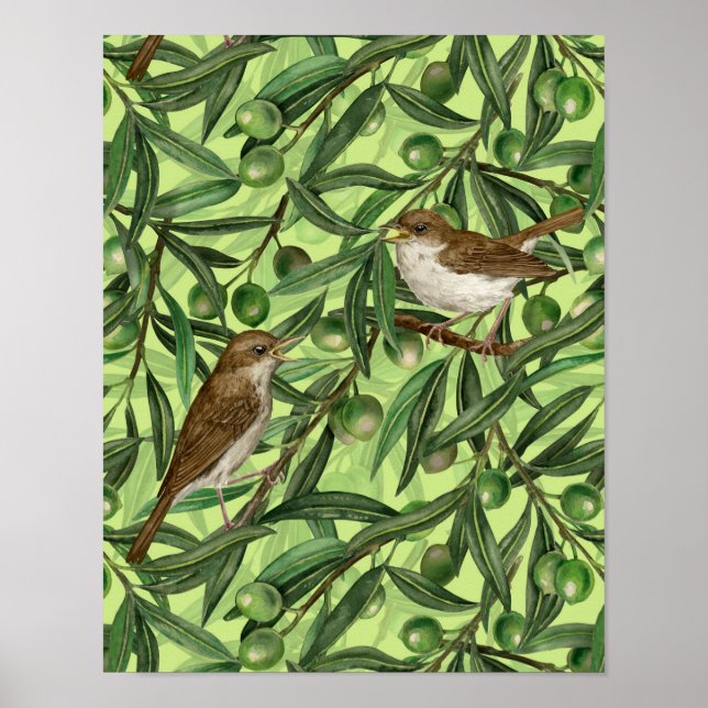 Nightingales i träd 2 poster (Framsidan)