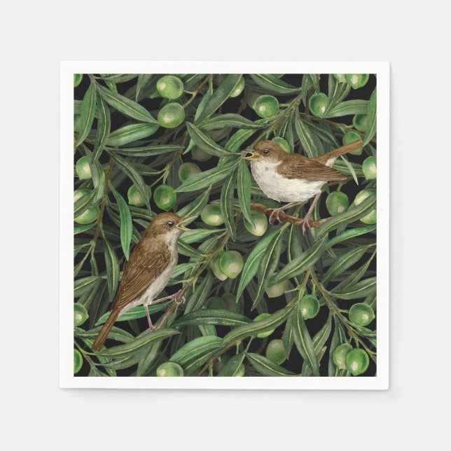 Nightingales i träd 3 pappersservett (Framsidan)