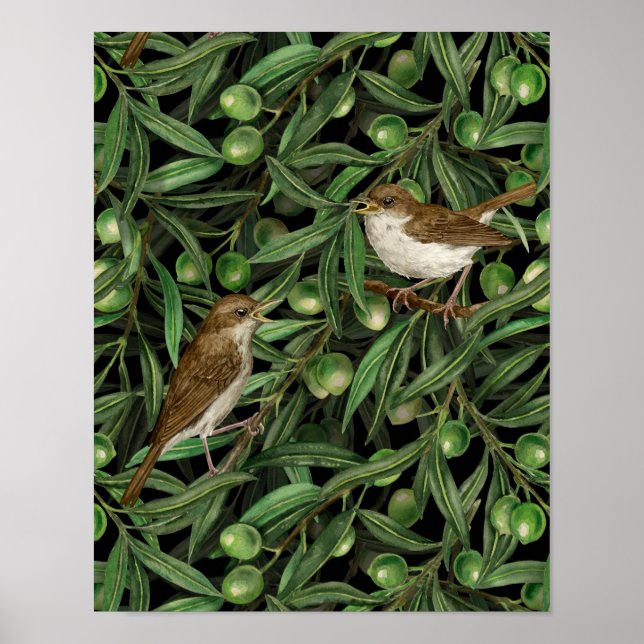 Nightingales i träd 3 poster (Framsidan)