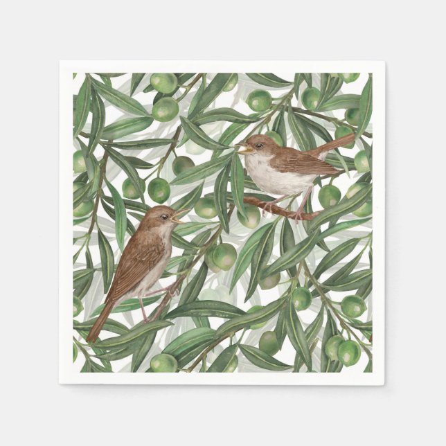 Nightingales i träd pappersservett (Framsidan)