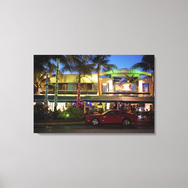 Nightlife on Ocean Drive, South Beach, Miami Canvastryck (Framsida)