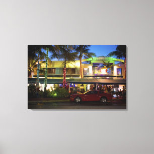 Nightlife on Ocean Drive, South Beach, Miami Canvastryck
