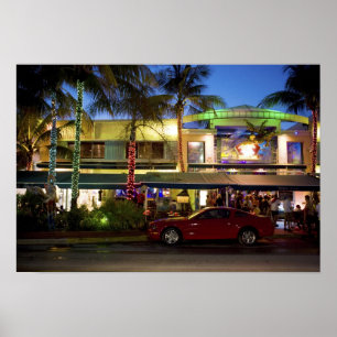 Nightlife on Ocean Drive, South Beach, Miami Poster