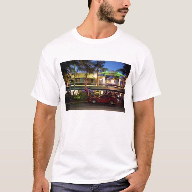 Nightlife on Ocean Drive, South Beach, Miami Tee (Framsida)