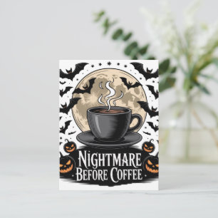 Nightmare before Coffee Halloween Helg Vykort