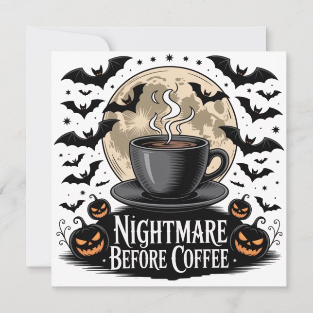 Nightmare before Coffee Halloween Inbjudningar (Framsida)