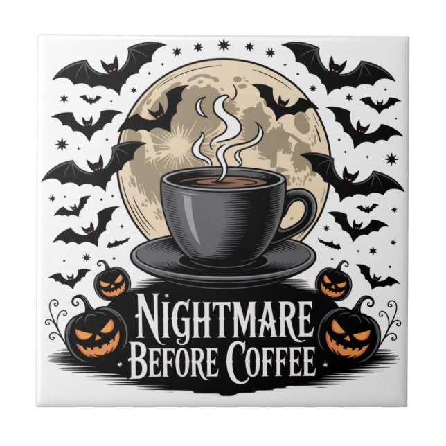 Nightmare before Coffee Halloween Kakelplatta (Framsidan)