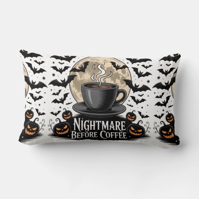 Nightmare before Coffee Halloween Lumbarkudde (Baksida)