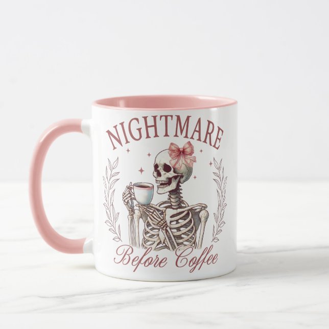 Nightmare before Coffee Skeleton Mugg - Funny Kaff (Vänster)