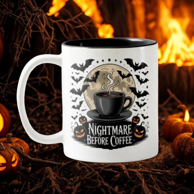 Nightmare before Coffee Spooky Autumn Coffee Älska Två-Tonad Mugg (Skapare uppladdad)