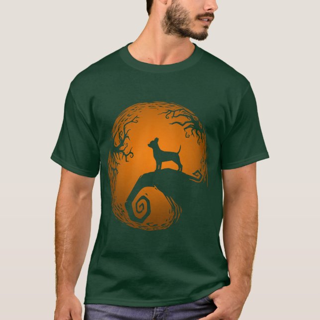 Nightmare Before Halloween Hund retro T Shirt (Framsida)