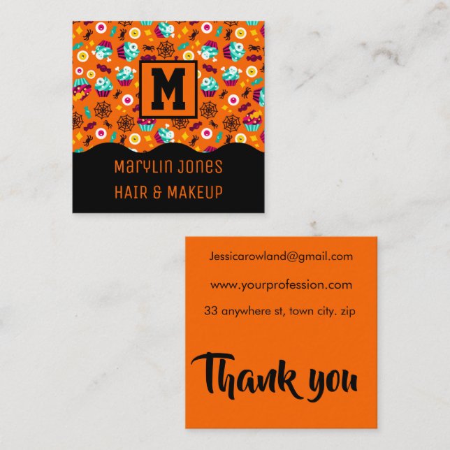 NIGHTMARE BUS ELLER GODIS HALLOWEEN FYRKANTIGT VISITKORT (Fram/baksida)