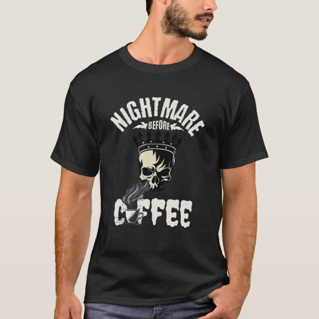 Nightmare Före jul före kaffeskalen Skeleton Koffe T Shirt (Framsida)