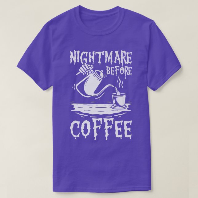 Nightmare före kaffe, Kaffe och Skeleton Älskare T Shirt (Design framsida)