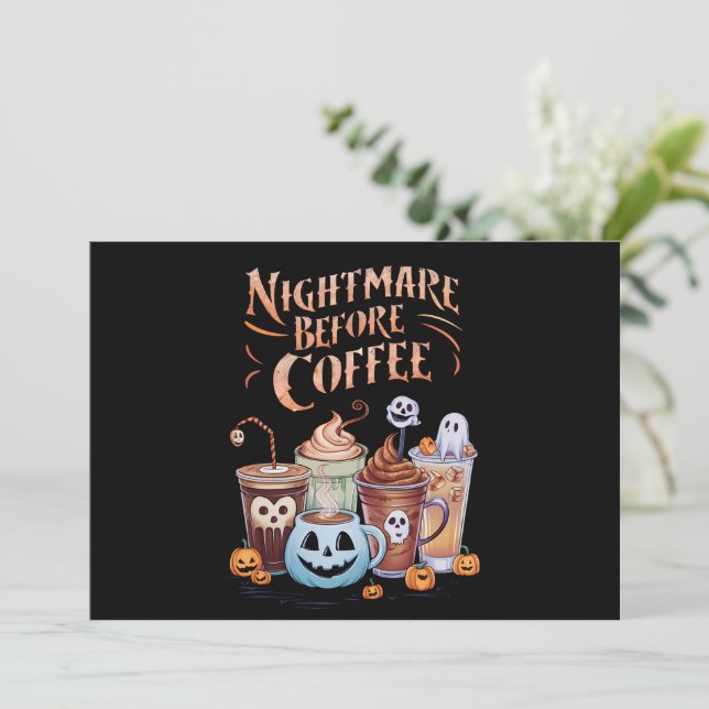 Nightmare Före kaffepumpkin Spice Halloween Inbjudningar (Stående Fram)