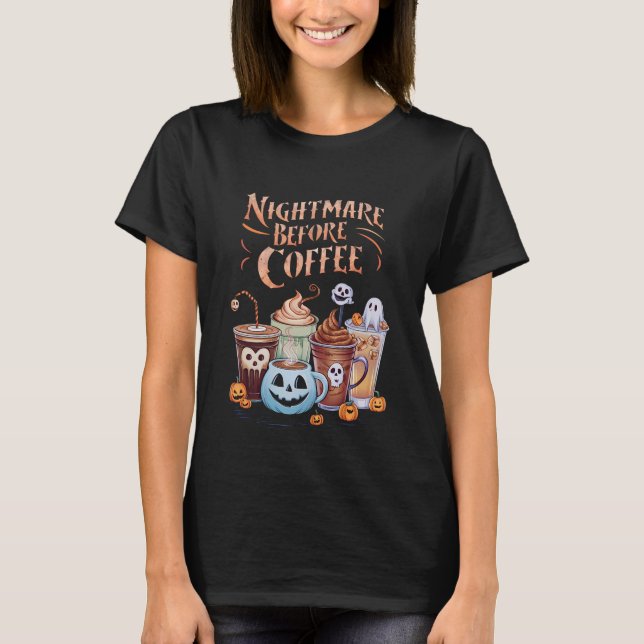 Nightmare Före kaffepumpkin Spice Halloween T Shirt (Framsida)