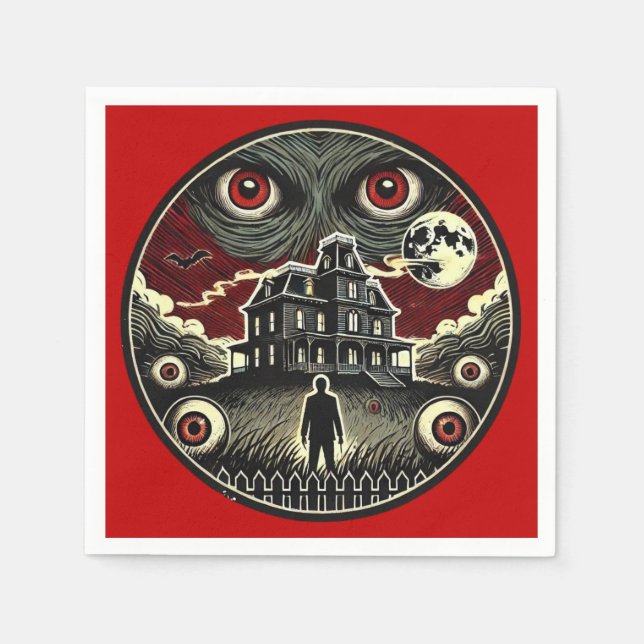 Nightmare Gaze Haunted House Halloween Pappersservett (Framsidan)