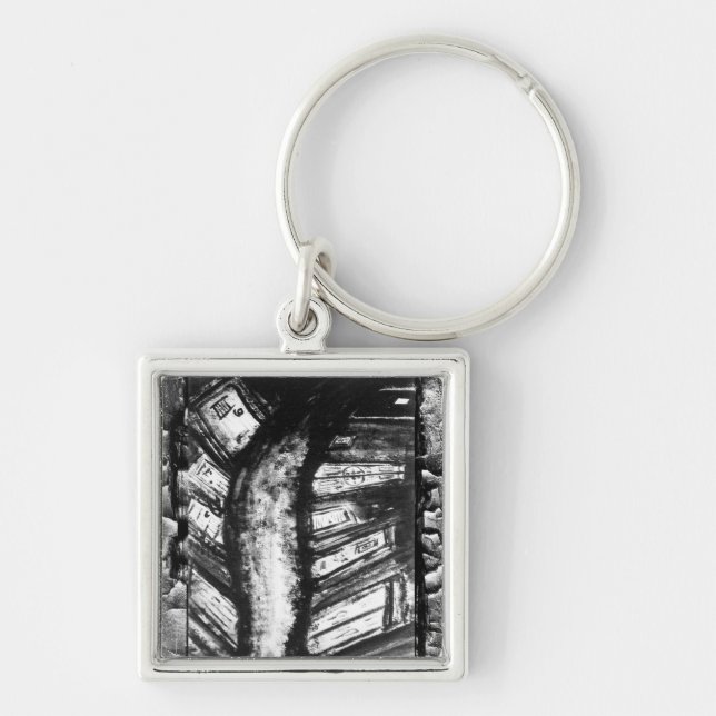 Nightmare Väg Fyrkantig Silverfärgad Nyckelring (Framsidan)