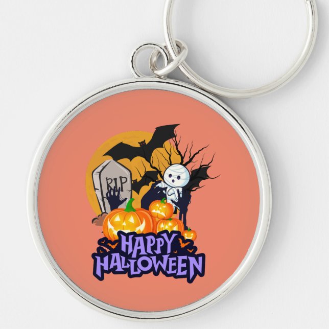 NightmareTree-nyckelinnehavare Rund Silverfärgad Nyckelring (Framsidan)