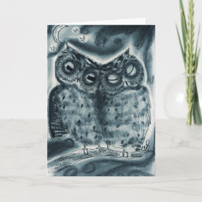 NightOwl parar - hälsningkortet Kort (Framsida)