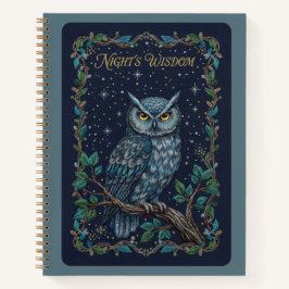 Night's Wisdom Owl Celestial Embroidery Journal