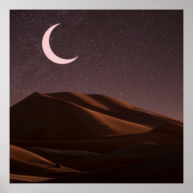 Nighttime Desert Half Moon Poster (Framsidan)