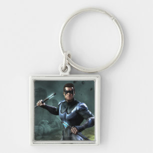 Nightwing Fyrkantig Silverfärgad Nyckelring
