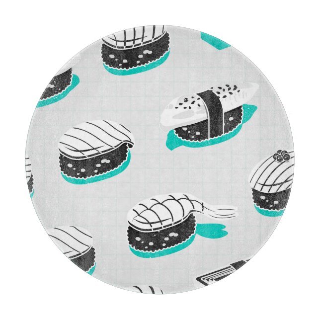 Nigiri sushi, neon vintage mönster. (Framsidan)