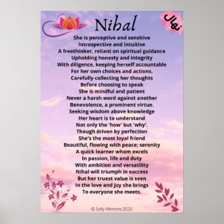 "Nihal" Namn Dikt Poster