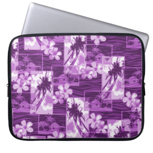 Nihau Island Hawaiian Plumeria och Handflatan Träd Laptop Sleeve