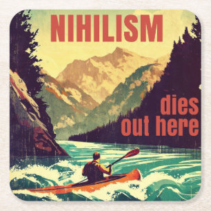 Nihilism dör här ute Kayaking Underlägg Papper Kvadrat