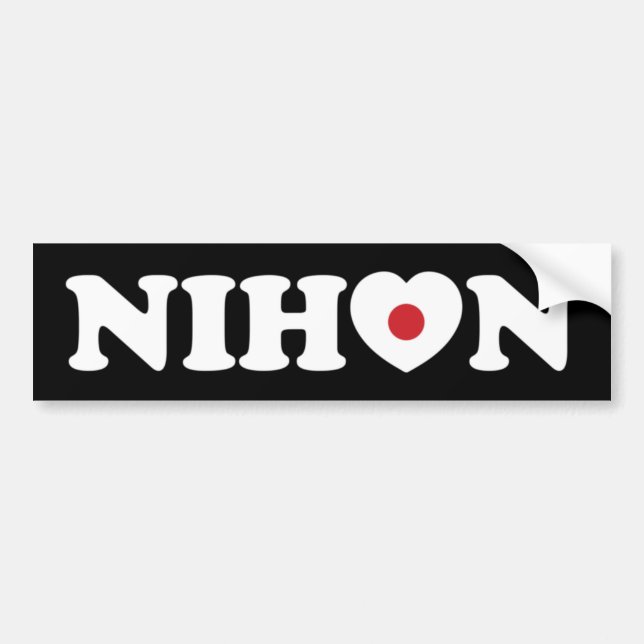 Nihon Kärlek Heart Flagga Bumper Sticker Bildekal (Framsidan)