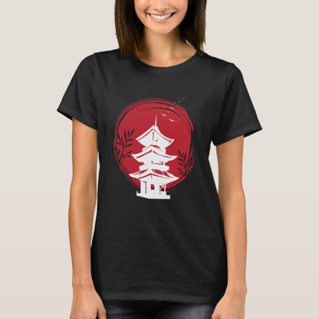 Nihon Temple Japan and Japanese T Shirt (Framsida)
