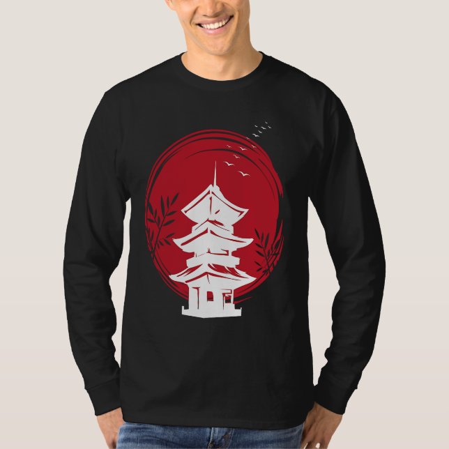 Nihon-templet Japan och japanska T Shirt (Framsida)
