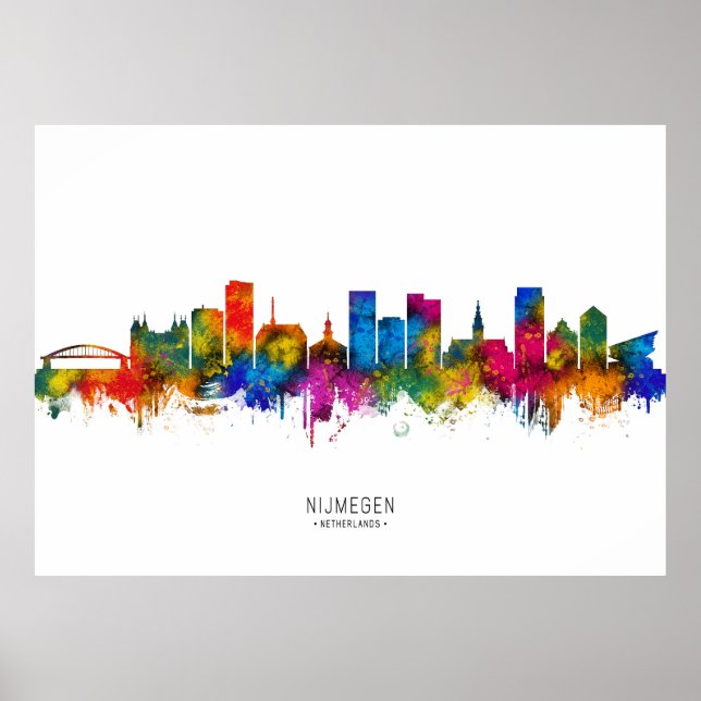 Nijmegen Nederländerna Siluett Poster (Framsidan)