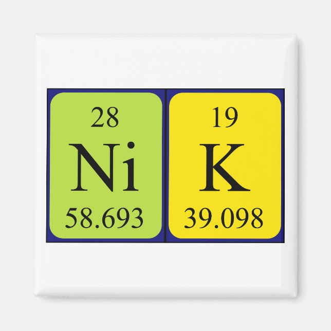 Nik Periodisk bord namn magnet (Framsidan)