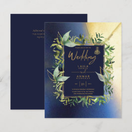 NIKAH - Blåa Guld islamiska bröllopsinbjudningar