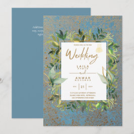 NIKAH - Blåa Guld islamiska bröllopsinbjudningar Inbjudningar