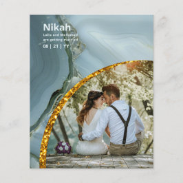 NIKAH - Bröllop budgetagate Guld Teal PHOTO Flygblad