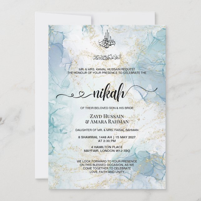 Nikah Bröllopsinbjudan | Minimal islamisk design Inbjudningar (Framsida)
