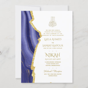 Nikah Bröllopsinbjudans - Agate Guld Islamic Walim Inbjudningar