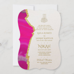 Nikah Bröllopsinbjudans - Agate Guld Islamic Walim Inbjudningar