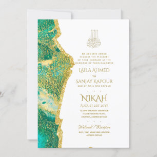 Nikah Bröllopsinbjudans - Agate Guld Islamic Walim Inbjudningar