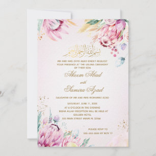 Nikah eller Valima Ceremony-inbjudan till Rosa Gul Inbjudningar
