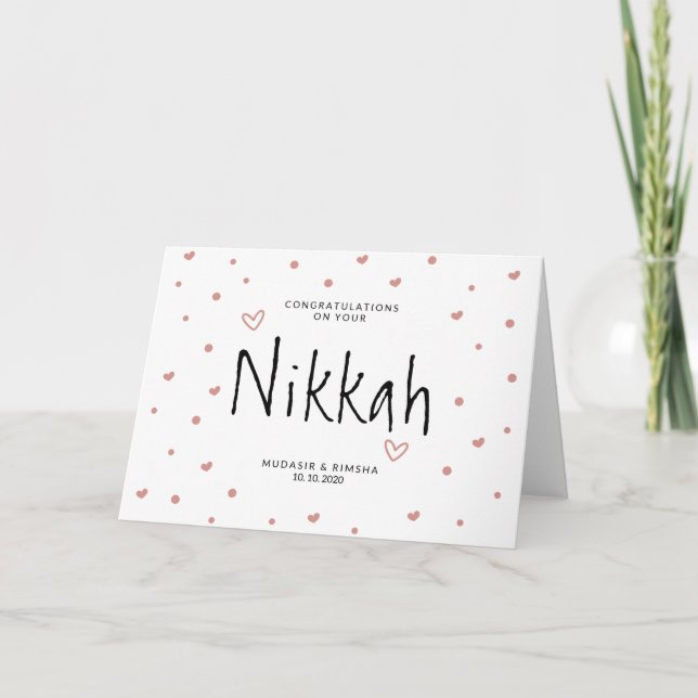 Nikah Hearts Islamic Bröllops Dua Grattis Kort (Framsida)